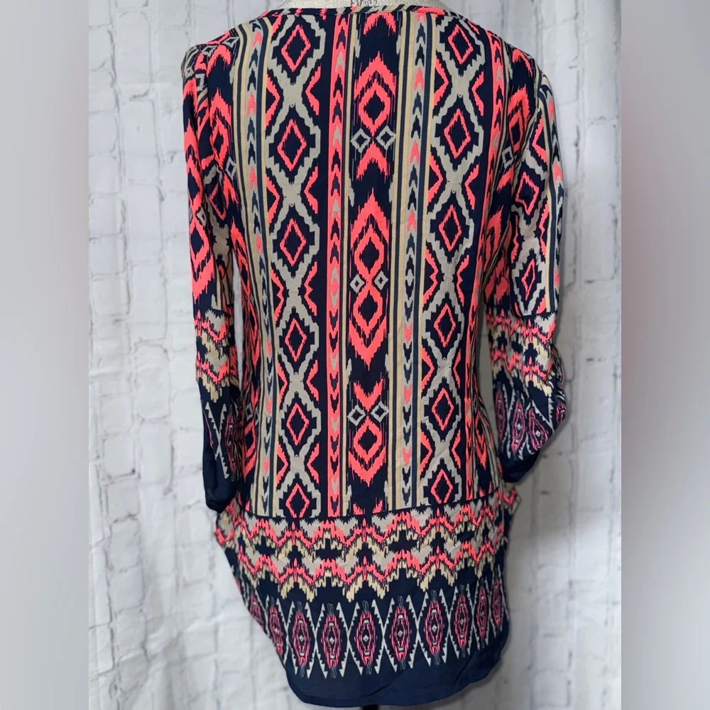 Wishful Park Geometric Blouse - Pink and Navy - Picture 4 of 4